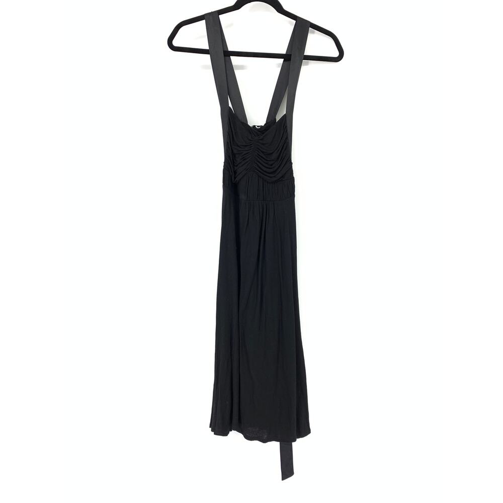 Theory Dress Women's Size M Minka Lush Ruched Front Tie Waist Sleeveless Black